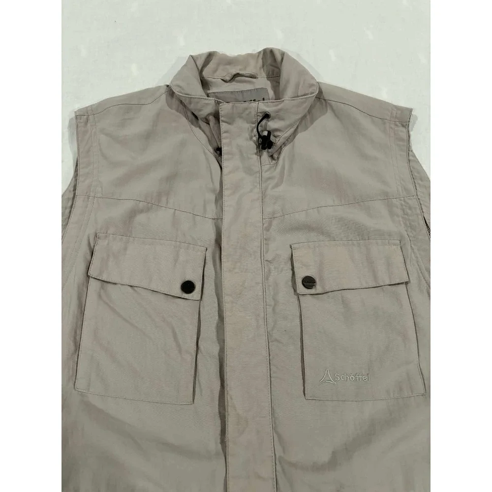 Schoffel Adventure Wear Mens Vest Beige Zip Pockets Utility Gorpcore Size‎ 50 XL